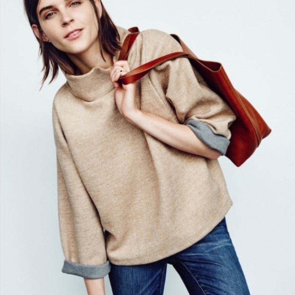 Madewell Tan Herringbone Sweater Size Small